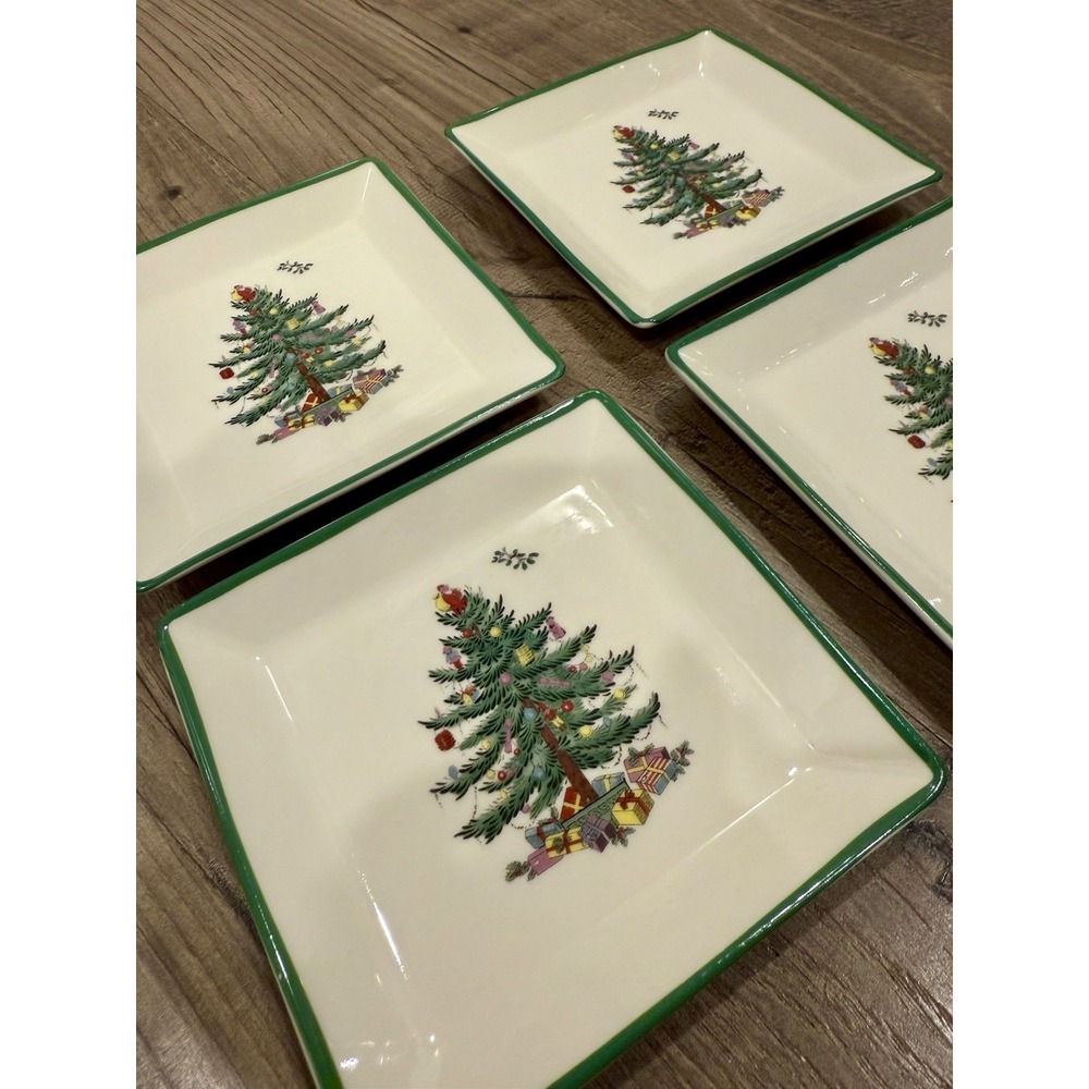 Spode Christmas Tree Collection Tidbit Square Plates, 5" Set of 4 - Picture 3 of 9